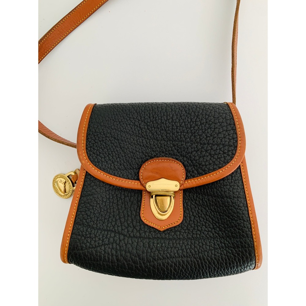 Dooney & Bourke Vintage 90s All-Weather Leather Navy Little Lock Bag Crossbody